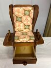 Vintage Wooden Rocking Chair Pin Cushion Thread scissor Holder 6  High With Box