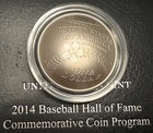 2014-p Baseball Hall Of Fame Unc Commemorative Bu Silver Dollar  box  Case   Coa