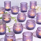 30pcs Assorted Votive Candle Holders For Wedding Decorations  Boho Glass Purple