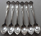 6 Rogers 1847  vintage  Fruit Spoons Grape Pattern Silver Plate  Mono R