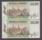 Argentina P 309 1 Million Pesos Lot Of 2 X 500 000 Pesos 1980 Crisp Uncirc 2510