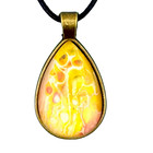 Handmade Pendant Teardrop Necklace   Earring Set  lemon Slice  Brass Bezel
