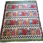 Laurel Burch Fanciful Felines Cats Tapestry Fringe Throw Blanket Vintage 