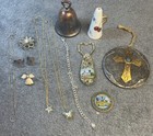 Junk Drawer Lot Brooch Necklaces Bracelet Cuff Links Pendant Military