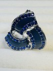 Blue Rhinestone And Enamel Scarf Ring