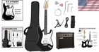 Electric Guitar Kit Full Size Black Hss Pickups Beginner With Amp   Accessories