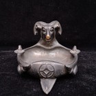 4 8 Inch Chinese Bronze Carved Sheep Ashtray Or Writing-brush Ancient Collection