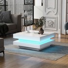 High Gloss Square Led Coffee Table Side End Table Center Table W  Led Light Us