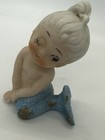 Vintage Bradley Porcelain Teal And Gold Mermaid Figurine 1950s Statues Decor