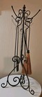 Vintage 5 Piece Hand Forged Metal Fireplace Tool Set 