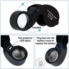 40x Magnifying Loupe Jewelry Eye Glass Magnifier Led Light Jewelers Loop Pocket