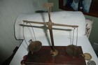 Antique  Brass Balance Scale Apothecary Desk Scale W  Drawer   Weights