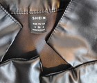 Shein Women   s Black Faux Leather Collared Button-front Jacket Long Sleeve S