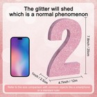 Toniful 7 8 Inch Pink Glitter Number 2 Wooden Table Centerpiece 