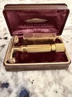 Vintage 1940s Gillette Aristocrat Gold Safety Razor Set Case   Blade Holder Nice