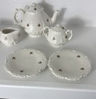 Vintage Child   s Porcelain Tea Set White Pink Floral 