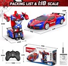 Rc Transforming Car To Robot 2 4ghz Remote Control Toy 360 Spin Lights 1 18