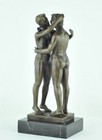 Art Deco Style Statue Sculpture Twosome Sexy Art Nouveau Style Bronze Signed