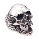 Vintage Howling Skull Head Ring Stainless Steel Men s Gothic Skull Biker Ring