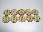 Circa 1880s Old West  5 Poker Chips  10 In All