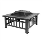Portable Courtyard Metal Fire Pit With Accessories Black