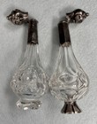  2  Antique Victorian Era Perfume Scent Bottle Cut Crystal With Dutch Silver Lid