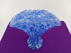 Vintage Fenton Blue Fan Vase Mist Art Glass Vasa Murrhina Fluted Twist
