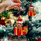 Poodle Dog Merry Christmas Ornament  Poodle Dog Santa Xmas Gift Ornament
