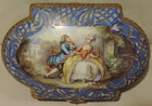 Antique French Hand Painted Serves Style Lidded Porcelain Vanity Box  L Bertren
