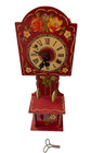 Vintage Wood Miniature Grandfather Clock With Key Folk Art Painted No Pendulum