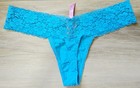 Nwt Vintage Victoria s Secret Pink Blue Cotton Lace Waist Low Thong Panties S