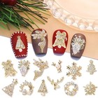 24pcs Luxury Zircon Christmas Nail Charms - 3d Snowflake  Elk  Xmas Style1