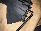 Genuine Antique Victorian Folding Parasol Black Silk Curved Handle 15     26   