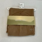 Michael Kors Camel Brown Mk Logo Classic 2 Pc Hat   Scarf Set Retail  98   Nwt 