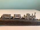 Vintage Cast Iron Railroad Spike With Pewter Locomotive Mining Train