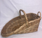 Vtg Scoop Wicker Double Handle Woven Flower Garden Gathering Basket 23x18x13