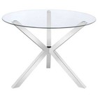 Vance Round Chrome Glass Top Cross Legs Table Base Dining Table  seats 4 