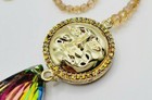 Kirks Folly Seaview Moon Crystal Shimmer Hanging Window Ornament Amber goldtone