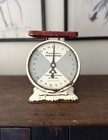 Vintage Red   White American Family Kitchen Scale   Rusty   Crusty 