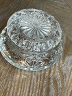 Vtg Brilliant Crystal Cut Glass Covered Trinket Dish Dresser Jar Powder Box Euc