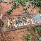 Vintage Embossed Heavy Steel Retired Street Name Sign Russel Street 24   x6   