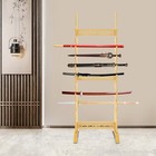 Medieval Sword Stand Solid Wood Horizontal Display Rack For Katana Sword 20 Tier