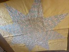 Vintage Quilt 8 Point Star Yellow Twin Hand Sewn Patchwork Machine Stitch