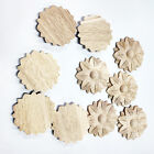10pc Chic Wood Carved Flower Onlay Applique Frame Decal Craft Door Figurine
