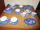 Vintage Blue Willow Childs Mini Porcelain Tea Set Japan 24pc  Cobalt Blue  white