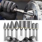 10pcs Tungsten Carbide Rotary Drill Bits 1 8  Shank Burr Die Grinder Carving Set