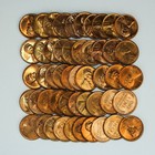 Bright Red Mixed Dates Bu Wheat Cent Roll 1940s - 1950s Unc 50 1c Pennies Coins