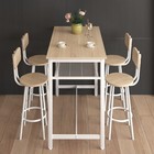 5 Piece Bar Table Set Counter Height Kitchen Table With 4 Stools White Oak Us