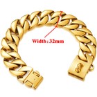 32mm Large Dog Pet P Choke Cuban Chain Solid Stainless Steel Pet Training Collar