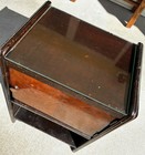 Vtg 1930   s Small Art Deco Bedside Cabinet Table With Glass Top  needs Refinished